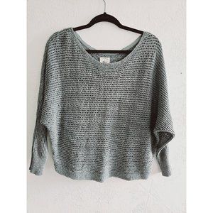 Billabong Coastal Blue Crochet Sweater Dolman Slouchy Medium Lightweight Cropped